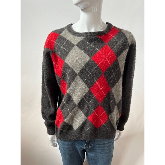Jos. A. Bank Argyle Sweater Big and Tall XXL Grey Argyle 80% Lambs Wool 20% Ny - Picture 8 of 15